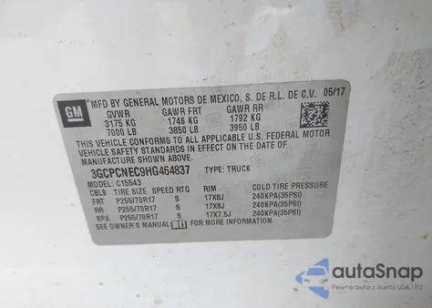 2017 Chevrolet Silverado 1500 Wt from USA, damaged, VIN 3GCPCNEC9HG464837